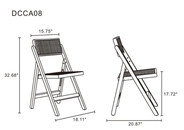 Manhattan Comfort Pullman Folding Dining Chair in Nature Cane - Set of 4