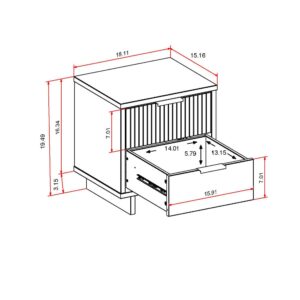 Manhattan Comfort Granville Modern Solid Wood Nightstand with 2 Drawer in White - Set of 2