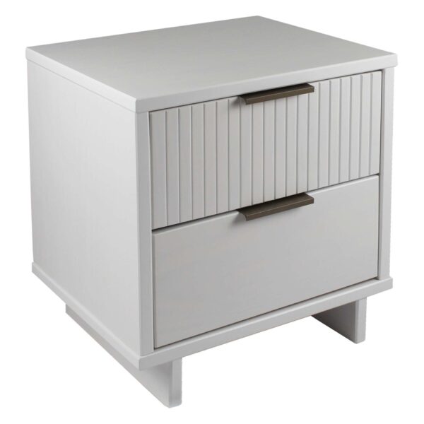 Manhattan Comfort Granville Modern Solid Wood Nightstand with 2 Drawer in White - Set of 2