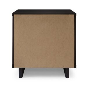 Manhattan Comfort Granville Modern Solid Wood Nightstand with 2 Drawer in Black - Set of 2