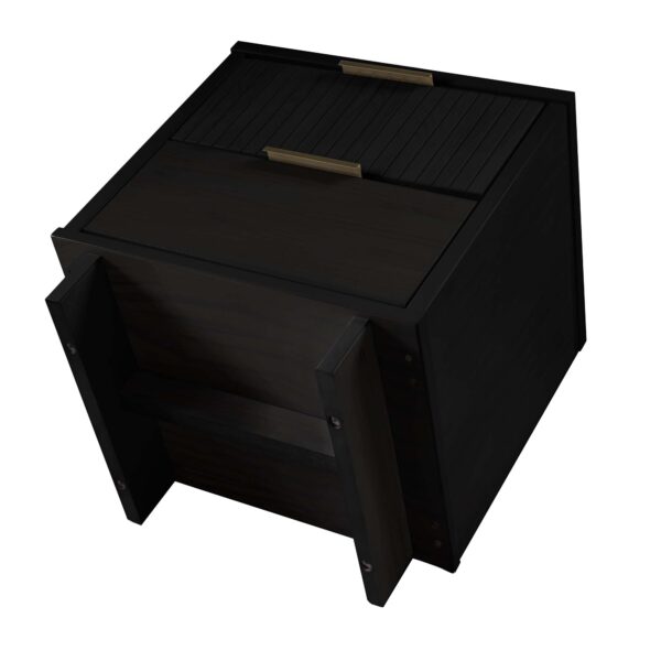 Manhattan Comfort Granville Modern Solid Wood Nightstand with 2 Drawer in Black - Set of 2