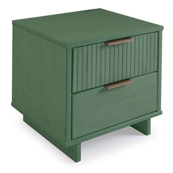 Manhattan Comfort Granville Modern Solid Wood Nightstand with 2 Drawer in Sage Green - Set of 2