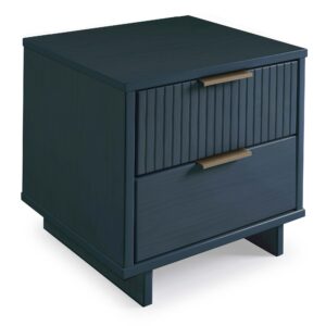 Manhattan Comfort Granville Modern Solid Wood Nightstand with 2 Drawer in Midnight Blue - Set of 2