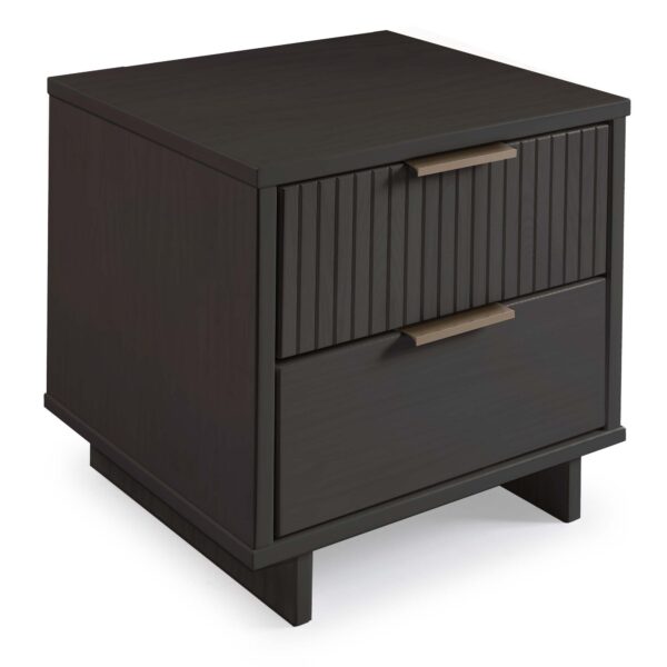 Manhattan Comfort Granville Modern Solid Wood Nightstand with 2 Drawer in Dark Grey - Set of 2