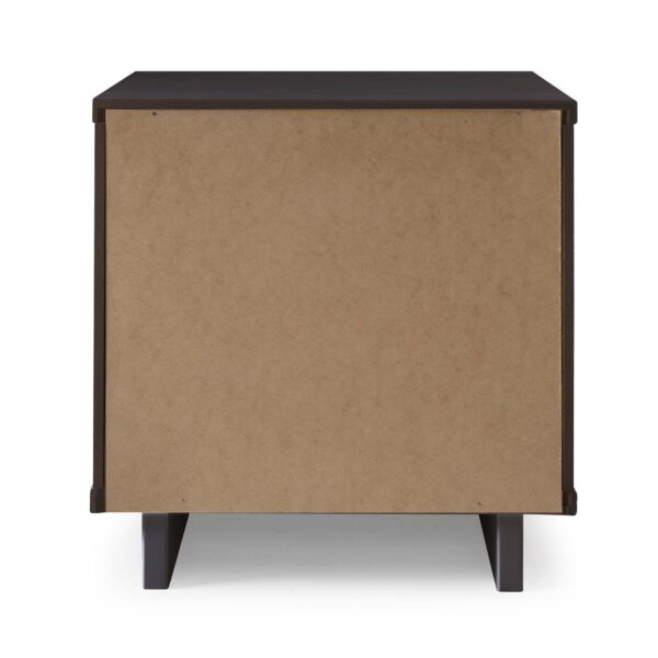 Manhattan Comfort Granville Modern Solid Wood Nightstand with 2 Drawer in Dark Grey - Set of 2