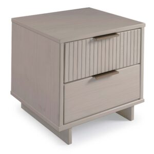 Manhattan Comfort Granville Modern Solid Wood Nightstand with 2 Drawer in Light Grey - Set of 2