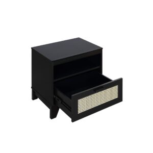 Manhattan Comfort Sheridan Modern Cane Nightstand in Black- Set of 2