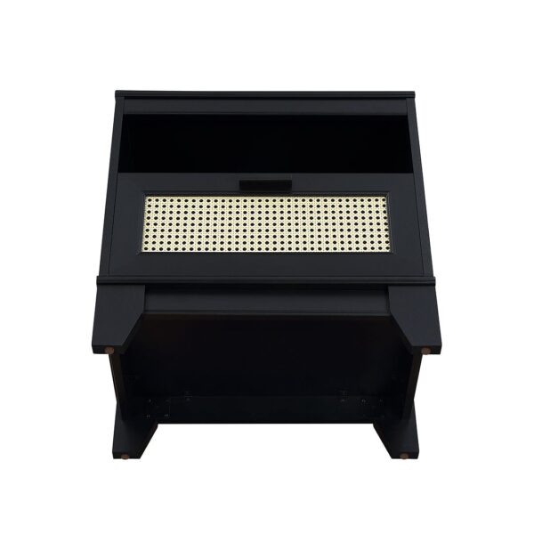 Manhattan Comfort Sheridan Modern Cane Nightstand in Black- Set of 2