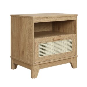 Manhattan Comfort Sheridan Modern Cane Nightstand in Nature- Set of 2