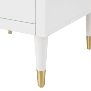 Manhattan Comfort Stanton Modern Nightstand with 2 Full Extension Drawers and Solid Wood Legs in White - Set of 2