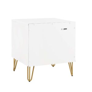 Manhattan Comfort DUMBO 2.0 Modern Nightstand with 2 Drawer and Metal Feet in White- Set of 2