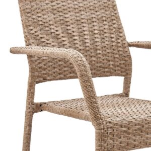 Manhattan Comfort 2-Piece Genoa Patio Dining Armchair in Nature Tan Weave