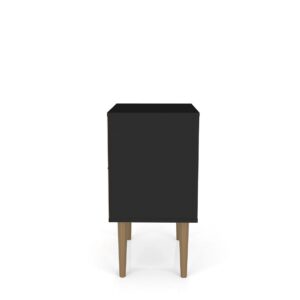 Manhattan Comfort Liberty Mid-Century Modern Nightstand 1.0 with 1 Cubby Space and 1 Drawer in Black