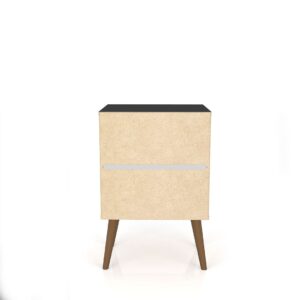 Manhattan Comfort Liberty Mid-Century Modern Nightstand 1.0 with 1 Cubby Space and 1 Drawer in Black