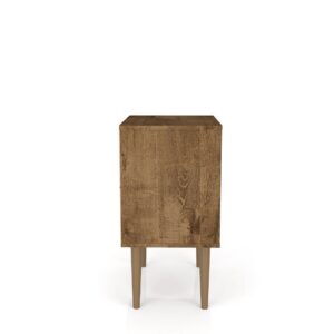 Manhattan Comfort Liberty Mid-Century Modern Nightstand 1.0 with 1 Cubby Space and 1 Drawer in Rustic Brown and Yellow