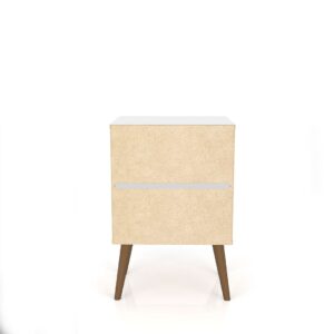 Manhattan Comfort Liberty Mid-Century Modern Nightstand 2.0 with 2 Full Extension Drawers in White and 3D Brown Prints