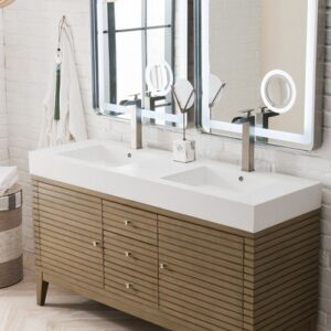 James Martin 210-V59D-WW Linear 59 Inch Double Vanity in Whitewashed Walnut