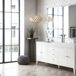 James Martin 210-V72S-GW-GW Linear 72 Inch Single Vanity in Glossy White with Glossy White Solid Surface Top