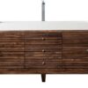 James Martin 210-V72S-WLT-GW Linear 72 Inch Single Vanity in Mid Century Walnut with Glossy White Solid Surface Top