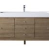 James Martin 210-V72S-WW-DGG Linear 72 Inch Single Vanity in Whitewashed Walnut with Glossy Dark Gray Solid Surface Top