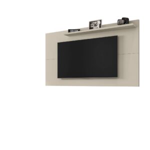 Manhattan Comfort Liberty Mid-Century Modern 62.99 TV Panel with Overhead D?cor Shelf in Off White