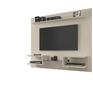 Manhattan Comfort Plaza 64.25 Modern Floating Wall Entertainment Center with Display Shelves in Off White