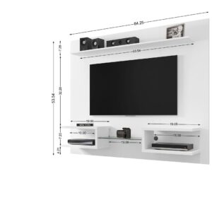 Manhattan Comfort Plaza 64.25 Modern Floating Wall Entertainment Center with Display Shelves in White