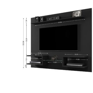 Manhattan Comfort Plaza 64.25 Modern Floating Wall Entertainment Center with Display Shelves in Black