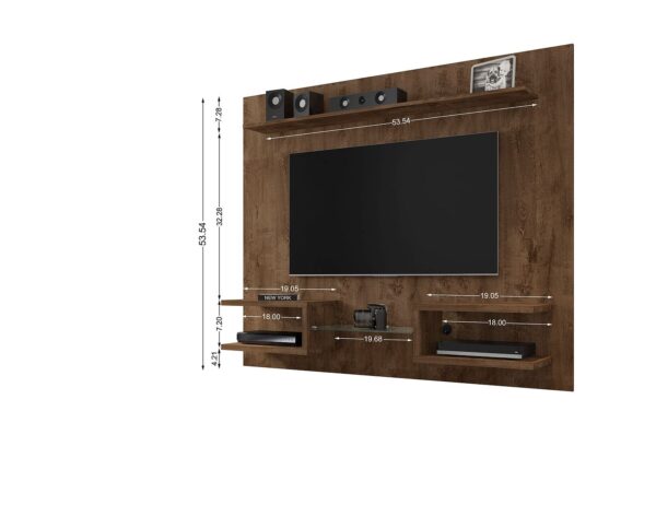 Manhattan Comfort Plaza 64.25 Modern Floating Wall Entertainment Center with Display Shelves in Rustic Brown