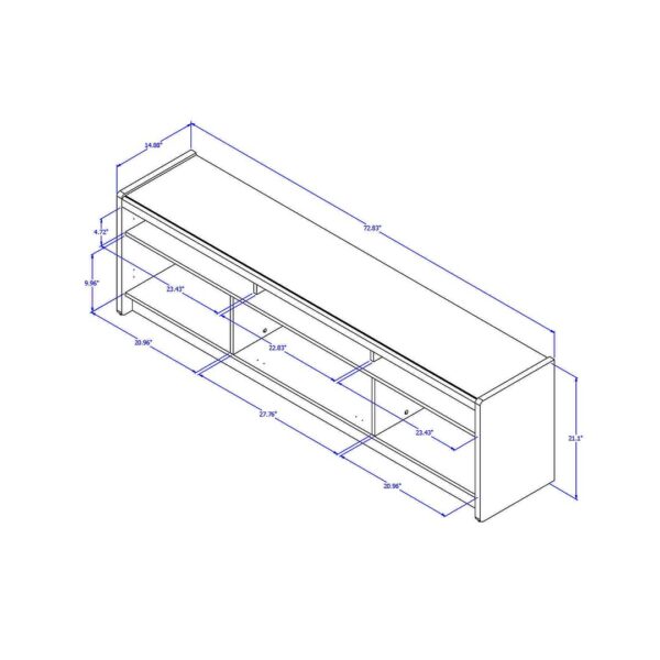 Manhattan Comfort Munoz 72.83" TV Stand with 3 Compartments and Media Shelves in Off White Gloss