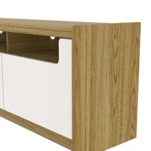 Manhattan Comfort Munoz 72.83" TV Stand with 3 Compartments and Media Shelves in Off White Gloss