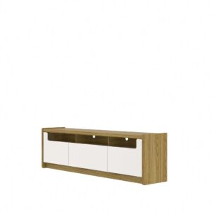 Manhattan Comfort Munoz 72.83" TV Stand with 3 Compartments and Media Shelves in Off White Gloss