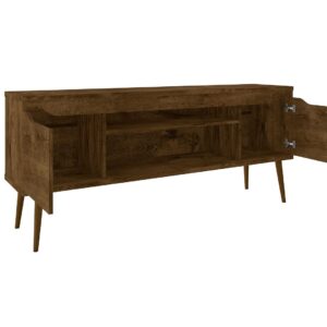 Manhattan Comfort Bradley 62.99 TV Stand Rustic Brown with 2 Media Shelves and 2 Storage Shelves in Rustic Brown with Solid Wood Legs