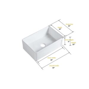 Altair 231030-KS Ancona 30 Inch Rectangular Ceramic Vessel Bathroom Sink - Glossy White