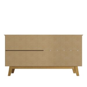 Manhattan Comfort Yonkers 62.99 Sideboard with Solid Wood Legs and 2 Cabinets in Off White and Cinnamon