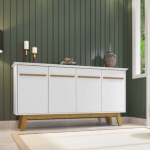 Manhattan Comfort Yonkers 62.99 Sideboard with Solid Wood Legs and 2 Cabinets in White