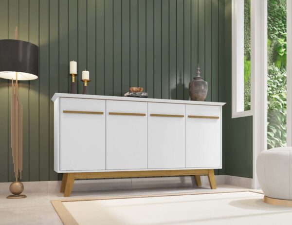 Manhattan Comfort Yonkers 62.99 Sideboard with Solid Wood Legs and 2 Cabinets in White