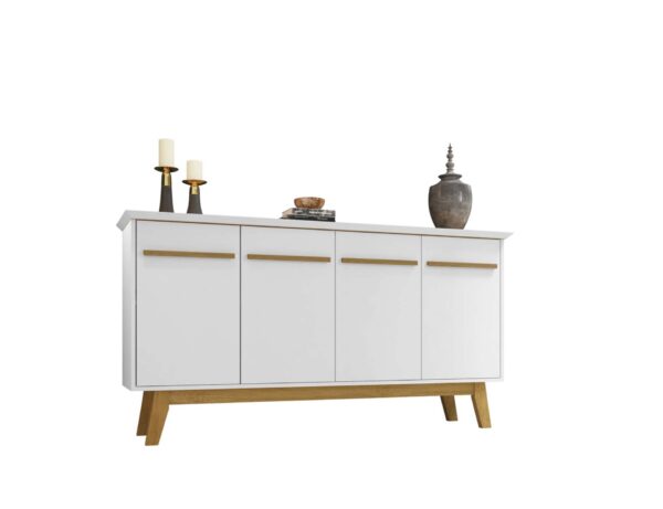 Manhattan Comfort Yonkers 62.99 Sideboard with Solid Wood Legs and 2 Cabinets in White