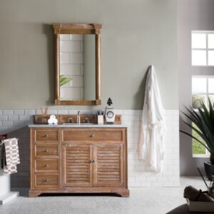 James Martin 238-104-5211-3AF Savannah 48 Inch Driftwood Single Vanity with 3 cm Arctic Fall Solid Surface Top