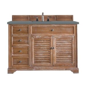 James Martin 238-104-5211-3CBL Savannah 48 Inch Single Vanity Cabinet with Cala Blue Quartz Top - Driftwood