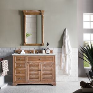 James Martin 238-104-5211-3ENC Savannah 48 Inch Single Vanity Cabinet with Ethereal Noctis Quartz Top - Driftwood