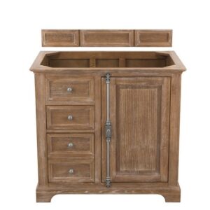 James Martin 238-104-5511-3CSP Savannah 36 Inch Single Vanity Cabinet in Driftwood with 3 cm Charcoal Soapstone Quartz Top with Sink