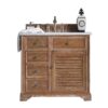 James Martin 238-104-5511-3EJP Savannah 36 Inch Single Vanity Cabinet in Driftwood with 3 cm Eternal Jasmine Pearl Quartz Top with Sink