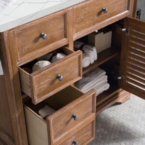 James Martin 238-104-5511-3ENC Savannah 36 Inch Single Vanity Cabinet with Ethereal Noctis Quartz Top - Driftwood