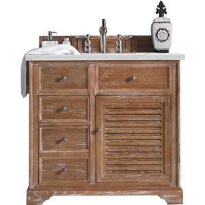 James Martin 238-104-5511-3ENC Savannah 36 Inch Single Vanity Cabinet with Ethereal Noctis Quartz Top - Driftwood