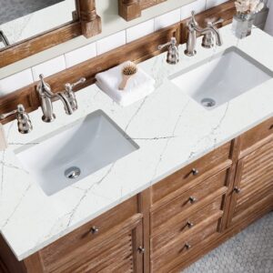 James Martin 238-104-5611-3ENC Savannah 60 Inch Double Vanity Cabinet with Ethereal Noctis Quartz Top - Driftwood