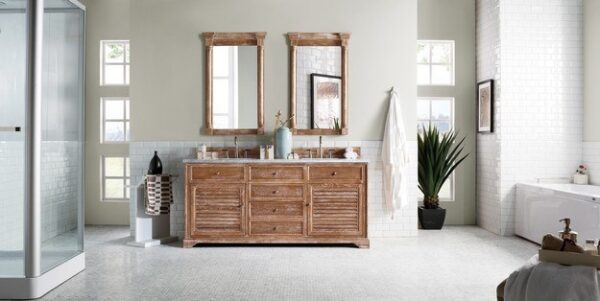 James Martin 238-104-5711-3AF Savannah 72 Inch Driftwood Double Vanity with 3 cm Arctic Fall Solid Surface Top