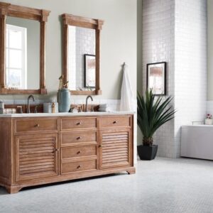 James Martin 238-104-5711-3ENC Savannah 72 Inch Double Vanity Cabinet with Ethereal Noctis Quartz Top - Driftwood