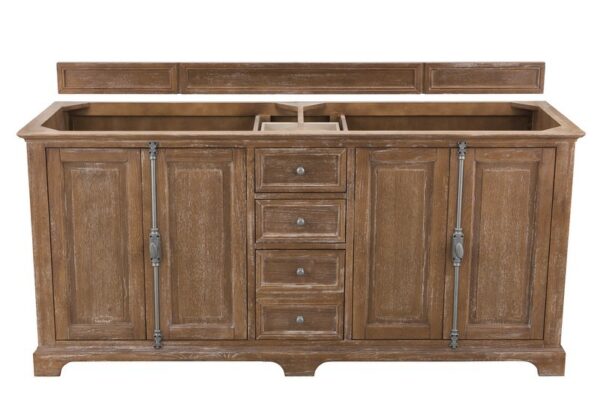 James Martin 238-104-5711-3GEX Savannah 72 Inch Double Vanity Cabinet in Driftwood with 3 cm Grey Expo Quartz Top with Sink