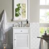 James Martin 238-104-V26-BW-3ENC Savannah 26 Inch Single Vanity Cabinet with Ethereal Noctis Quartz Top - Bright White